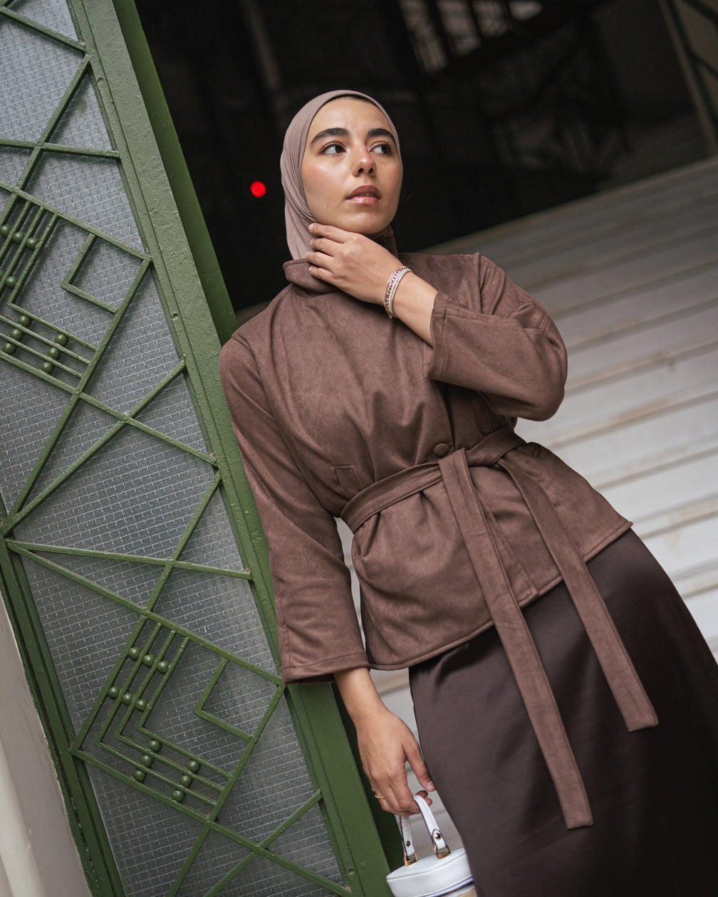 Suede Coat - Dark Brown