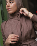 Suede Coat - Dark Brown