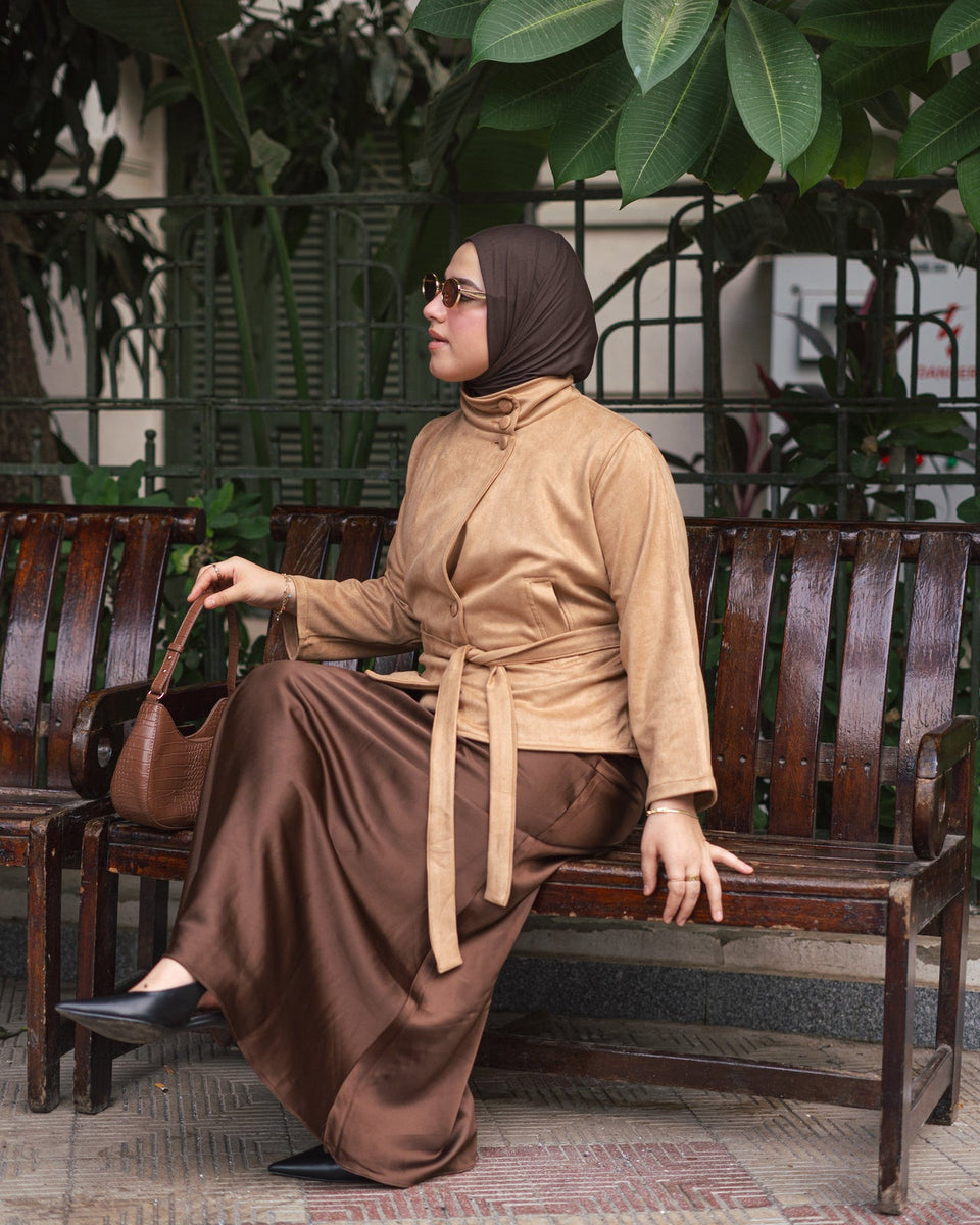 Suede Coat - Camel Brown