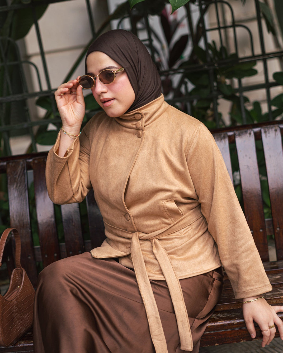 Suede Coat - Camel Brown