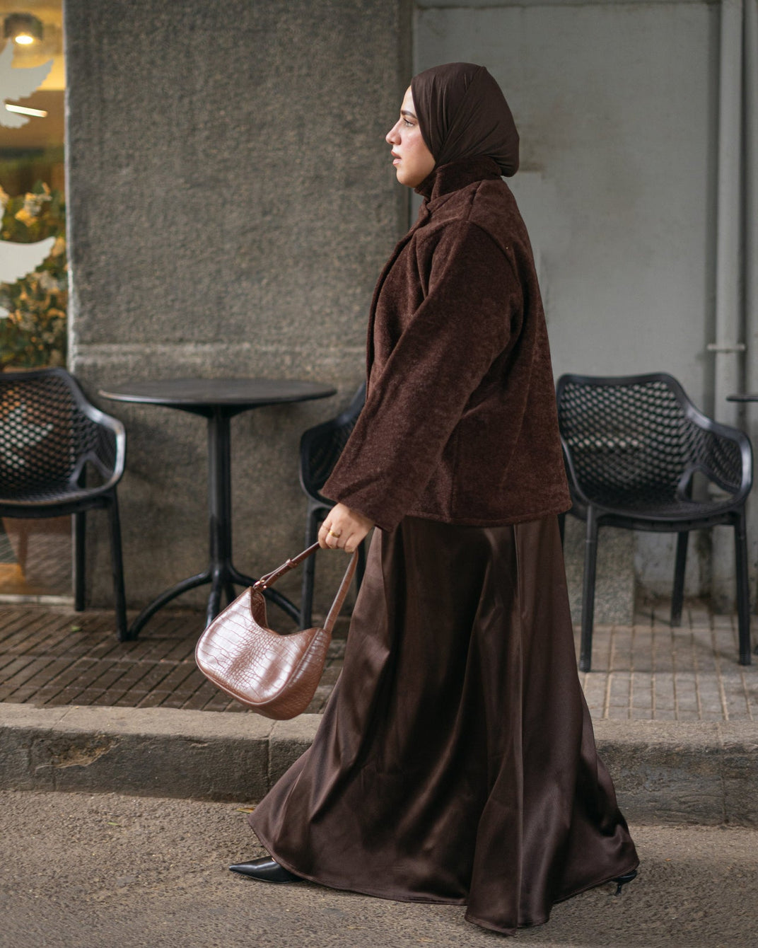 Satin Maxi Skirt - Dark Brown (Pre-order)