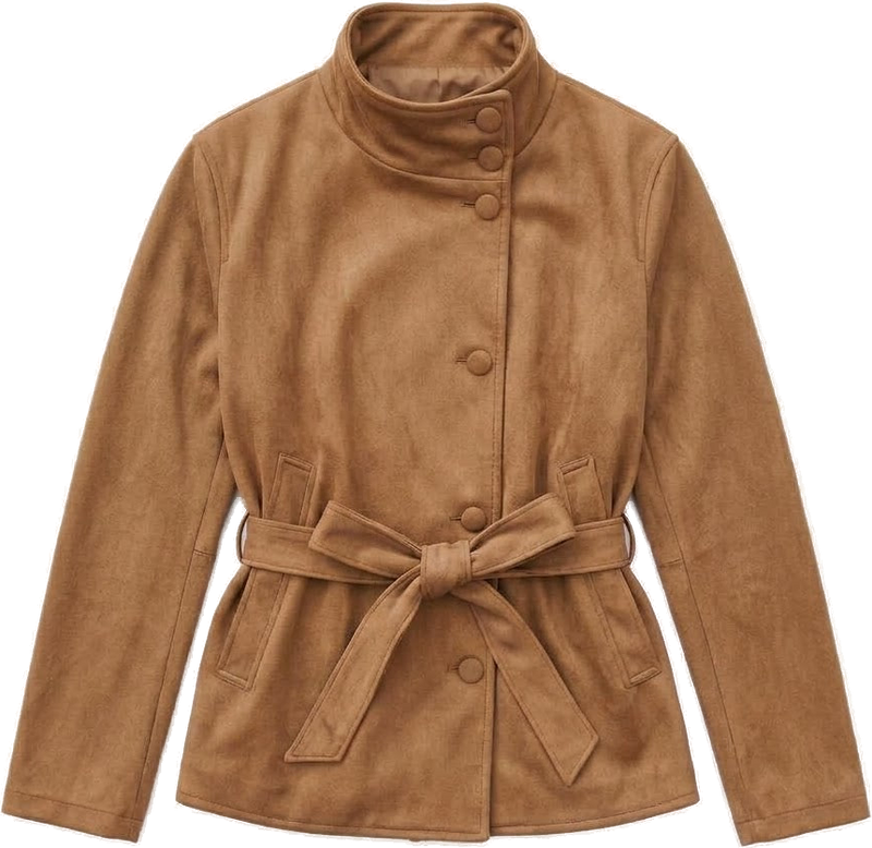 Suede Coat - Camel Brown